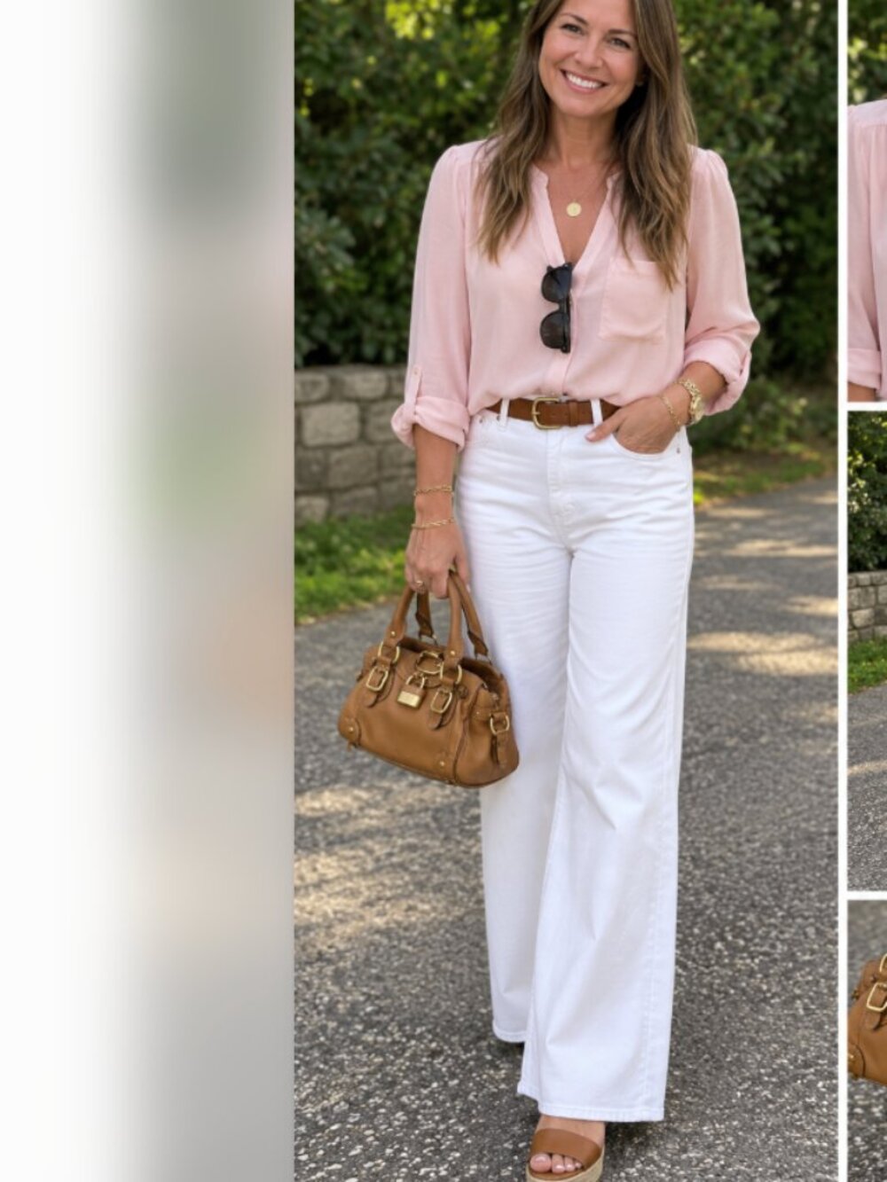 James Perse Blush Pink Collarless V Neck Button Down Blouse Size 3 L